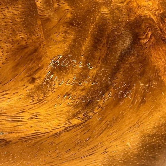 VINTAGE LEAF SHAPED WOODEN TRINKET DISH TRAY MONKEY POD MADE IN HAWAII - Picture 4 of 8